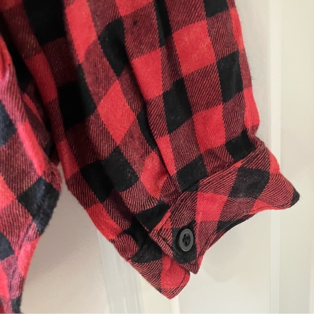 Cloth & Stone Anthropology Red Plaid Flannel Top (M) - Picture 7 of 8